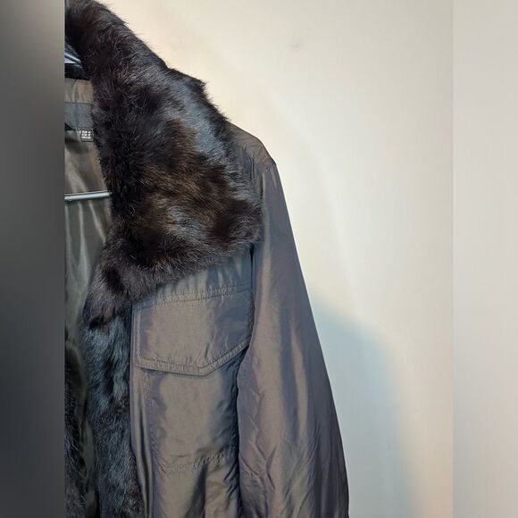 Zara Woman Wind Water Repellant Fax Fur Hooded Duster Coat Sz M Mob Wife Street - Picture 5 of 6